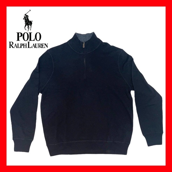 Polo Ralph Lauren Cashmere Quart Zip Hoodie Knit Sweater Black Men's Size XS